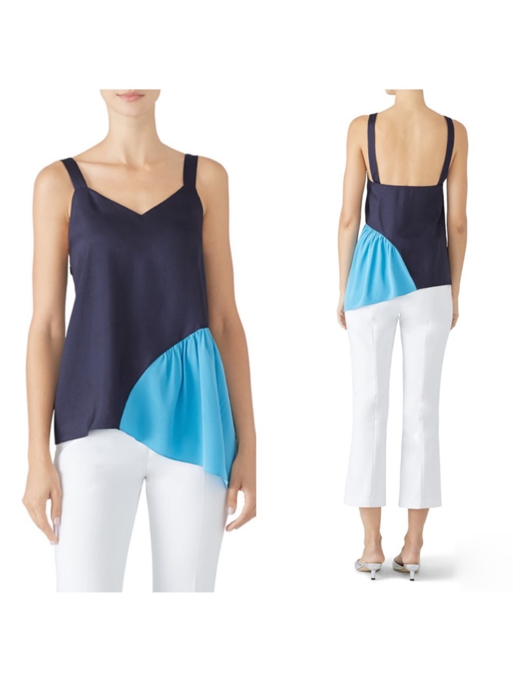 Tibi Colorblock Shirred Cami Size 4
